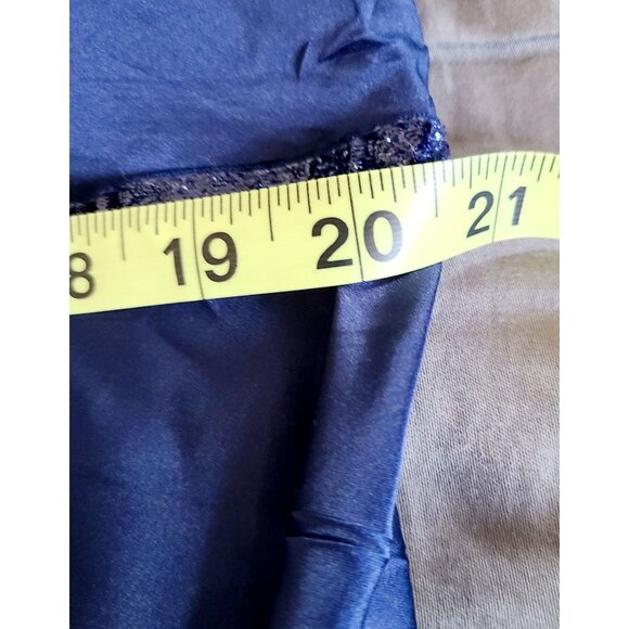 High-Low Blue Evening Gown W/ Lace & Sequins Flutter Sleeves Plus Size Elegant - Picture 11 of 16